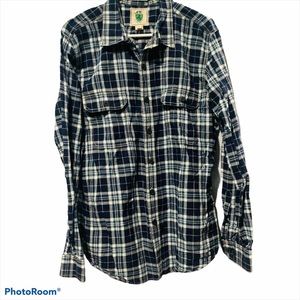 ⭐️ CLUB ROOM Blue Green Plaid Vintage Flannel Shirt